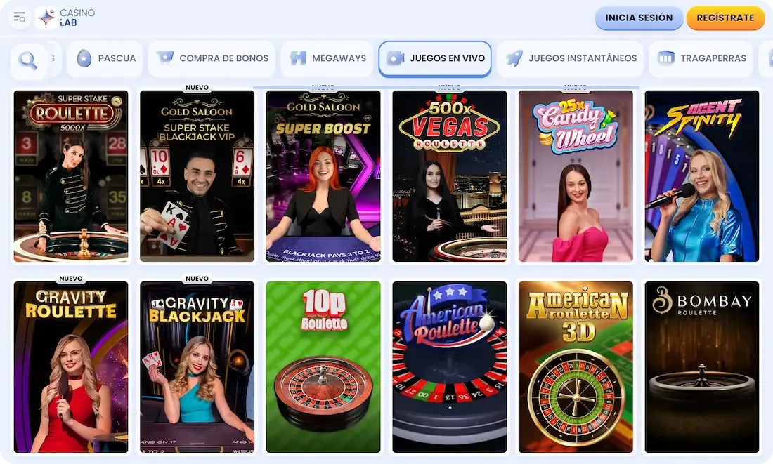 juegos en vivo del casino casinolab