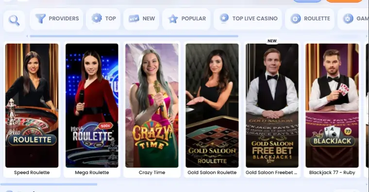 Catálogo de juegos en Casinolab